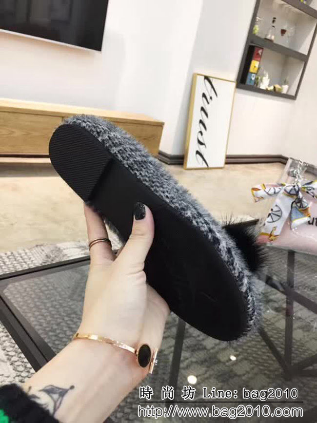 CHANEL香奈兒 2018秋季新款 水鑽吊墜 時尚百搭水貂毛女鞋 QZS1964